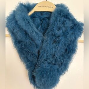 Elegant rabbit Blue Faux Fur Scarf
